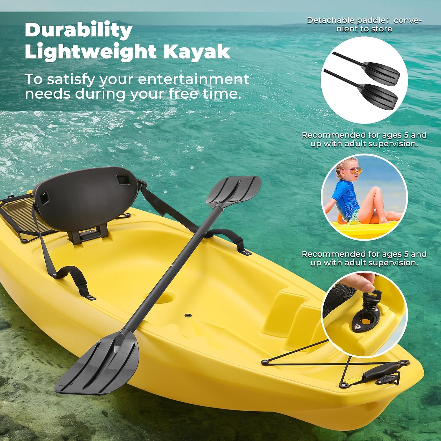 قارب كاياك مع مجداف بطول 6.5 ق - مراجعة Fishing Boat Paddle وسعره